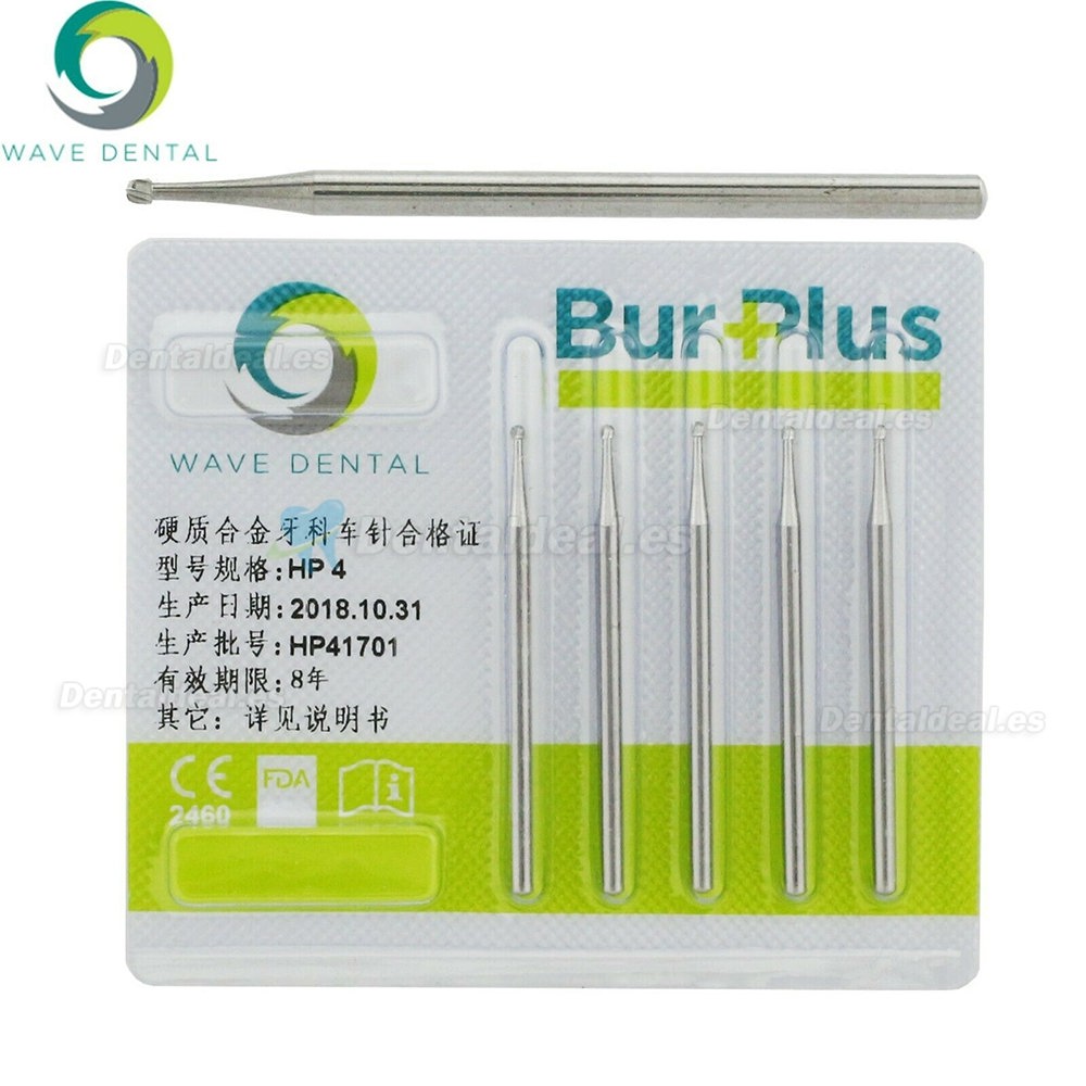 10Pcs Wave Dental Carbide Straight Handpiece Burs Round HP 4# Burs